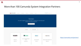 More than 100 Camunda System Integration Partners
8
https://camunda.com/partners/
 