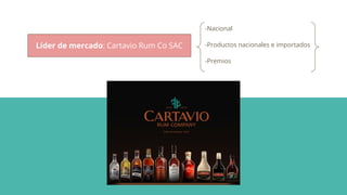 Líder de mercado: Cartavio Rum Co SAC
-Nacional
-Productos nacionales e importados
-Premios
 