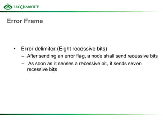 Error Recovery
• Automatic retransmission
– Of all frames that have lost arbitration
– Of all frames have been disturbed b...