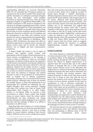 Piacentini et al. / Science education in non-CLIL and CLIL conditions
14 / 19
understanding difficulties are overcome (Pia...