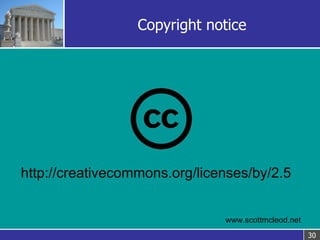 Copyright notice <ul><li>http://creativecommons.org/licenses/by/2.5 </li></ul><ul><li>www.scottmcleod.net </li></ul>