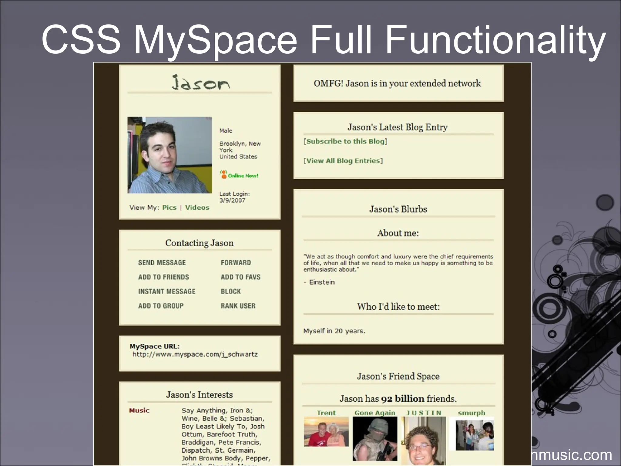 CSS MySpace Full Functionality 