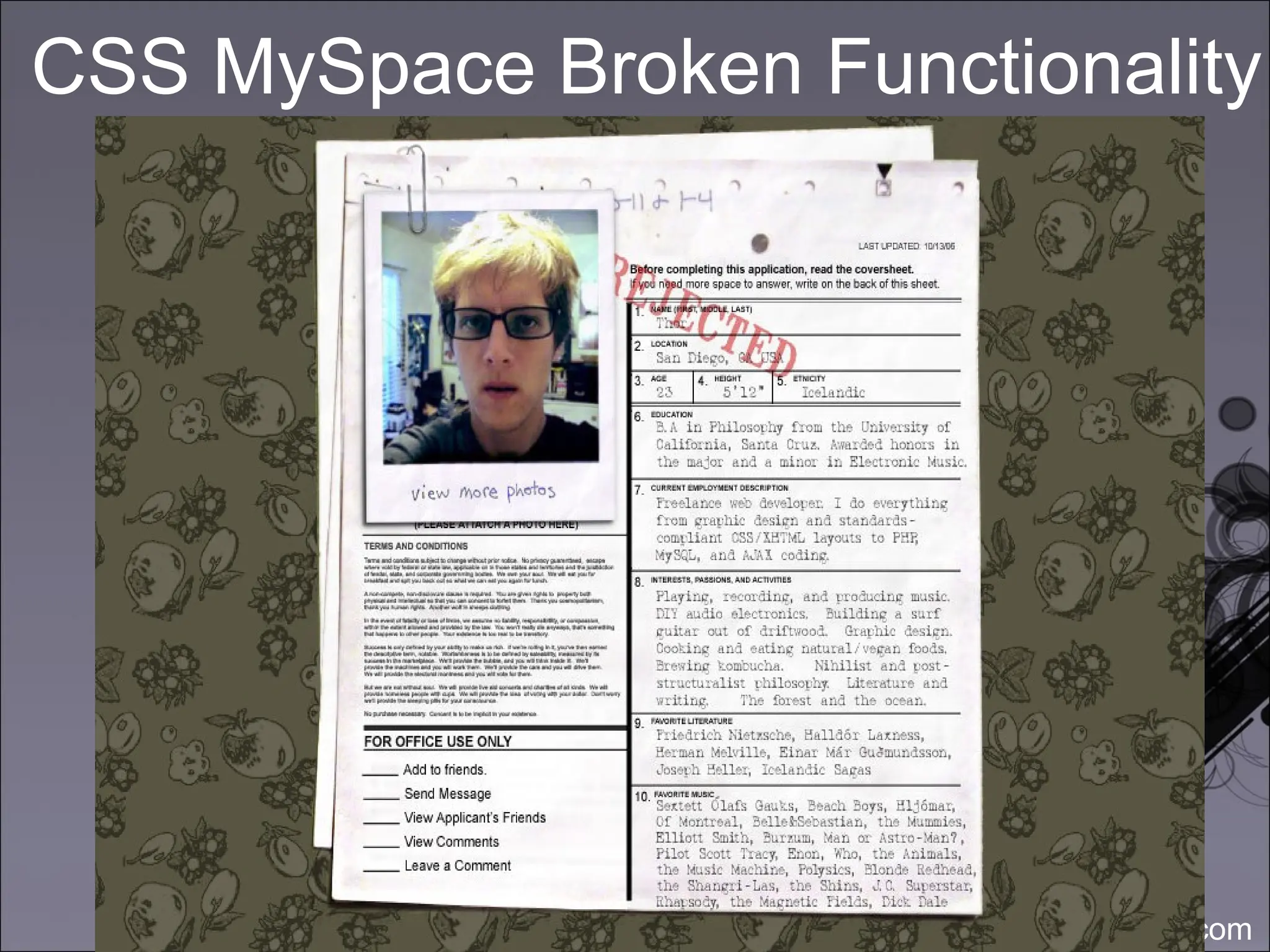CSS MySpace Broken Functionality 