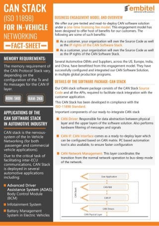 CAN Stack | Fact Sheet | Protocol Specification | PDF