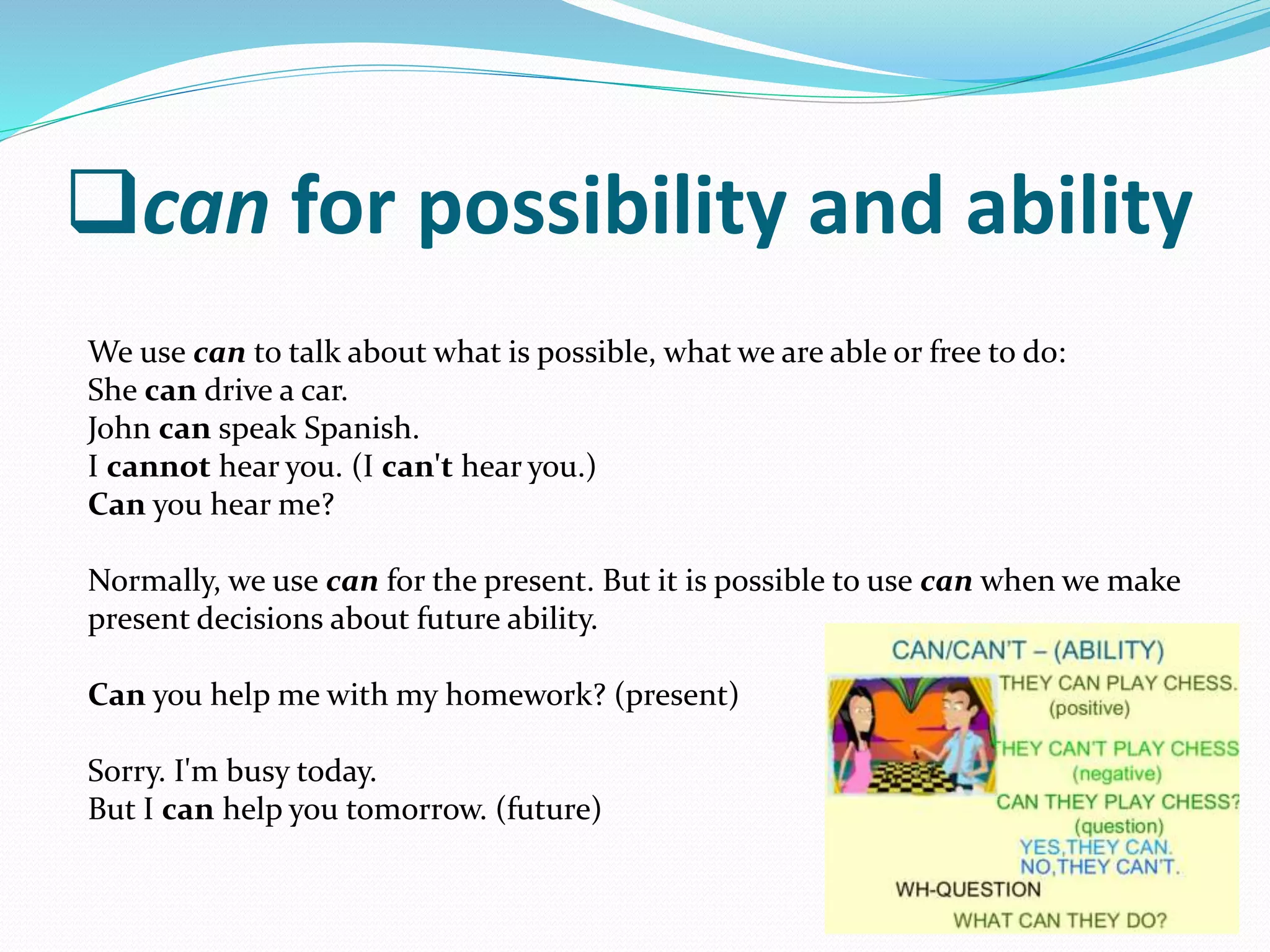 Can%2c could%2c be able to | PPT