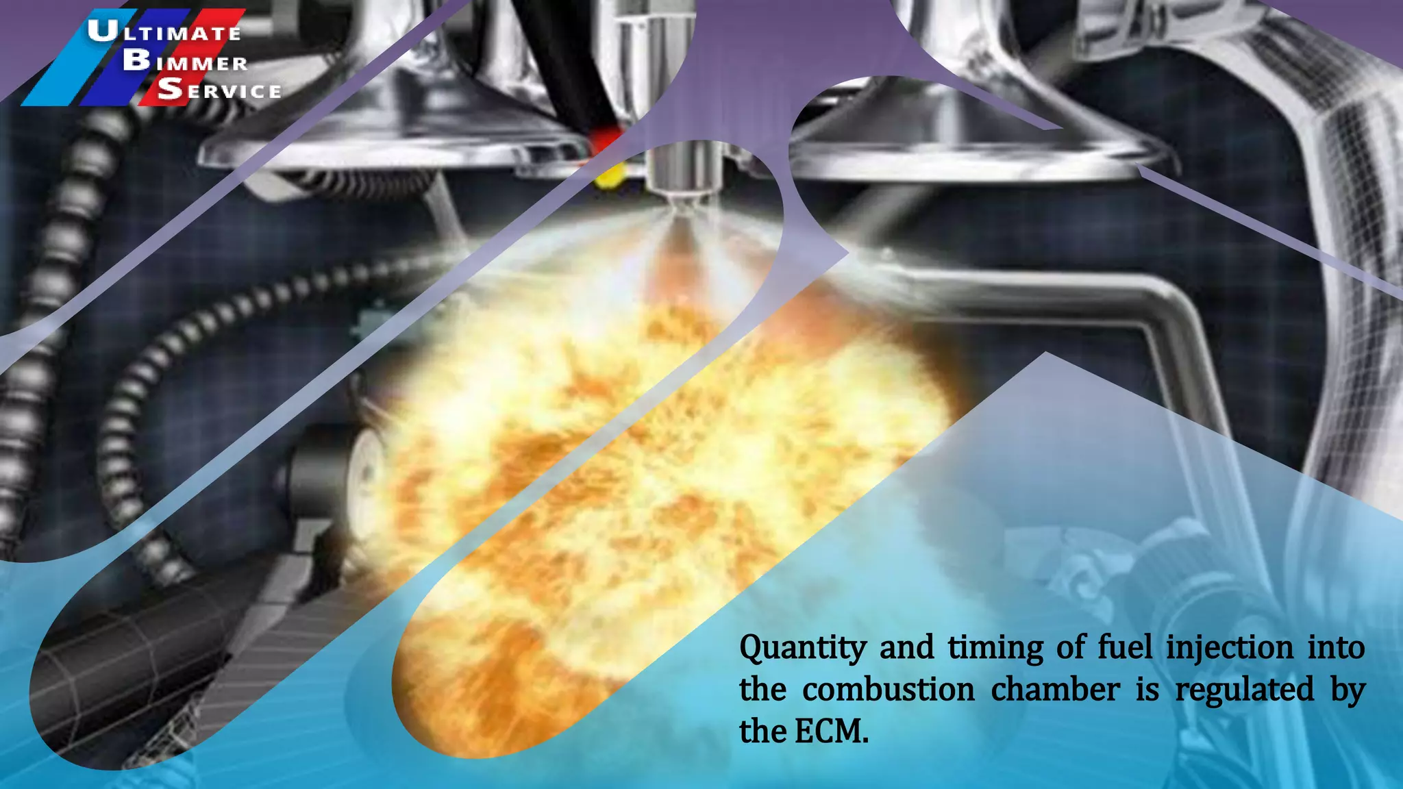 Quantity and timing of fuel injection into
the combustion chamber is regulated by
the ECM.
