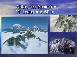 Altitudinea Maximă = Vf. Logan = 6050 m.  
