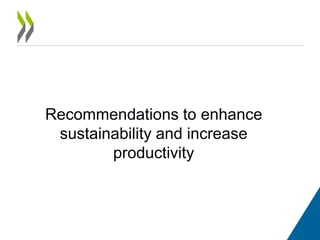 Recommendations to enhance
sustainability and increase
productivity
 