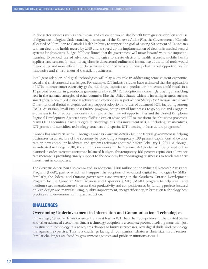 Canadian Federal Government Digital Economy leadership white paper