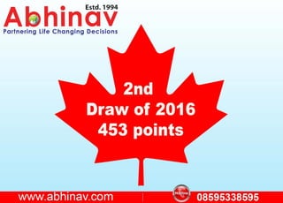 Selection point's score is now 453 points or more in 2nd Draw of 2016