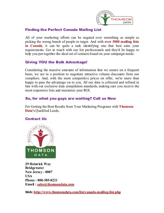 Canada business list canada email list canada mailing list