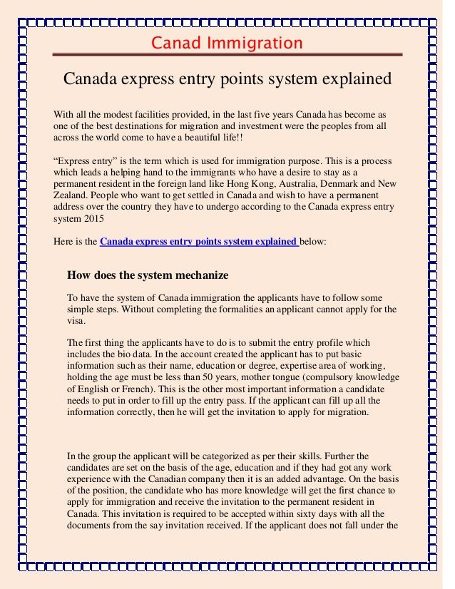 Canada express entry points system explained