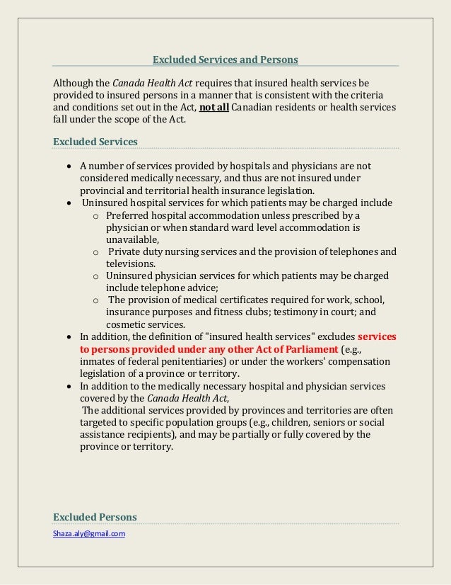 Understand Canada health act