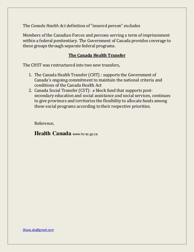 Understand Canada health act