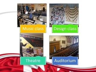 Music class Design class
Theatre Auditorium
22
 