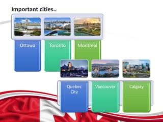 Important cities..
Ottawa Toronto Montreal
7
Quebec
City
Vancouver Calgary
 