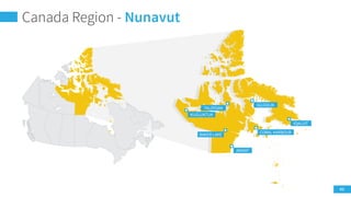 19
Canada Region – Nova Scotia
HALIFAXWOLFVILLE
TRUPO
ANTIGONISH
SYDNEY
Provinces and territories
The provinces and territories are all subdivided
into regions for a variety of official and unofficial
purposes. In some provinces, the regions have
been officially defined by their respective
governments. In others, the "regions" have no
official status.
 