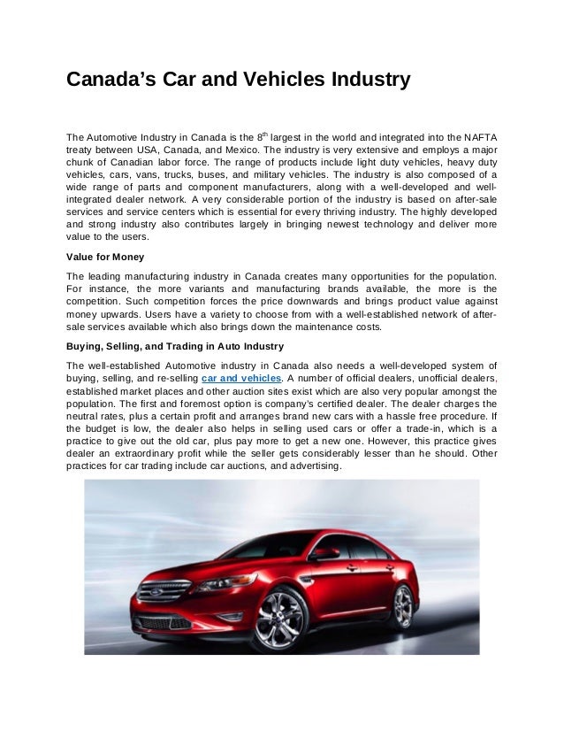 Buying Car From Canada >> Canada S Car And Vehicles Industry Buying Car From Canada >> Canada S Car And Vehicles Industry