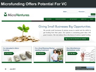 Microfunding Offers Potential For VC




  50   June 2011
 