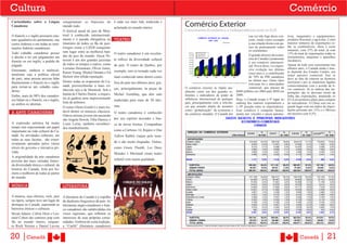 Cultura                                                                                                                                                                                            Comércio
Curiosidades sobre a Língua conquistaram os franceses do
Canadense                            mundo todo.
                                                                            é cada vez mais lida, traduzida e
                                                                            aclamada no mundo inteiro.
                                                                                                                  Comércio Exterior
                                     O festival anual de jazz de Mon-                                             Crescimento Econômico e Independência ante os EUA
O francês e o inglês possuem esta- treal é conhecido internacional-                                                                                               sua vez não foge desse con-     tivas, maquinário e equipamentos,
tuto igualitário no parlamento, nas mente e é parada obrigatória no         TEATRO                                                                                ceito, tendo como exemplo       produtos florestais e agrícolas. �omo
cortes federais e em todas as insti- itinerário de todos os fãs de jazz.                                                                                          a sua relação direta com pa-    maiores números de exportações es-
tuições federais canadenses.         Grupos como o UZEB conquista-                                                                                                íses de praticamente todos      tão os combustíveis, óleos e ceras
                                                                                                                                                                  os continentes.                 minerais, com 27% do total; já com
Todo cidadão canadense possui ram lugar entre as melhores ban-              O teatro canadense é um excelen-                                                                                      15% do total de importações estão os
                                                                                                                                                                  O grande alicerce da econo-
o direito a ter um julgamento em das de jazz do mundo. Oscar Pe-                                                                                                  mia do Canadá é justamente
                                                                                                                                                                                                  instrumentos, máquinas e aparelhos
                                                                            te reflexo da diversidade cultural
francês ou em inglês, a pedido do terson é um dos grandes jazzistas                                                                                               o seu comércio internacio-
                                                                                                                                                                                                  mecânicos.
julgado.                             de todos os tempos e outros, como      do país. O teatro de Quebec, por                                                                                      Apesar de todo esse crescimento nos
                                                                                                                                                                  nal. Prova disso, é a expres-
                                     Lorraine Desmarais, Oliver Jones,                                                                                            siva evolução nos últimos       últimos anos, o Canadá ainda é mui-
Entretanto, embora o multicul-                                              exemplo, tem se tornado cada vez                                                                                      to depende dos Estados Unidos, seu
                                     Karen Young, Michel Donato e Ed                                                                                              cinco anos e, a contribuição
turalismo seja a política oficial                                                                                                                                                                 maior parceiro comercial. Isso se
                                     Bickert têm sólida reputação.          mais conhecido tanto dentro como                                                      de 70% do PIB canadense
do país, uma pessoa precisa falar                                                                                                                                                                 deve ao fato de estarem na fronteira
                                                                                                                                                                  no último ano. Outro fator
fluentemente o francês ou o inglês Dentre todas as orquestras do Ca-        fora do país nos últimos anos, gra-                                                   relevante foi o intercâmbio
                                                                                                                                                                                                  territorial e por se manterem ligados
para tornar-se um cidadão cana- nadá, provavelmente a mais co-              ças, principalmente, às peças de      O comércio exterior se impõe atu-               comercial, que passou de
                                                                                                                                                                                                  comercialmente com o acordo de li-
                                     nhecida seja a de Montreal. Sob a                                                                                                                            vre comércio. Já os índices das im-
dense.                                                                                                            almente como um dos grandes re-        $600 milhões em 2004 para $850 em        portações são se desviam muito da
                                     batuta de Charles Dutoit, a orques-    Michel Tremblay, que têm sido         ferentes e indicadores do poder de     2008.
Enfim, mais de 98% dos canaden-                                                                                                                                                                   linha das exportações, mantendo os
                                     tra já ganhou uma impressionante                                             influência internacional de qualquer   Hoje, o Canadá ocupa o 9º lugar no       EUA em primeiro plano para comprar
ses falam ou o francês, ou o inglês,                                        traduzidas para mais de 20 idio-
                                     lista de prêmios.                                                            país, principalmente com a relevân-    ranking dos maiores exportadores e       de mercadorias. A China vem em se-
ou ambos os idiomas.
                                     O nome Glenn Gould é o mais no-        mas.                                  cia que assume diante de assuntos      a 10ª posição entre os importadores.     gundo lugar com um índice de impor-
                                     tável dentre os músicos clássicos.                                           como “globalização” da economia e      Esse comércio é composto basica-         tações próximo aos 11% e o México
A ARTE CANADENSE                                                            O teatro canadense é conhecido        do comércio mundial. O Canadá por      mente por veículos e peças automo-       em terceiro com 4,5%.
                                     Outros artistas jovens em ascensão
                                     são Angela Hewitt, Ofra Harnoy e       por seu espírito inovador e bus-
A expressão artística há muito Louis Lortie, também reconheci-              ca de novas formas. Companhias
tempo tem representado um papel dos mundialmente.
importante na vida cultural do Ca-                                          como a Carbono 14, Repère e One
nadá. As atividades culturais, em                                           Yellow Rabbit viajam pelo mun-
todas as suas facetas, são exten-
                                                                            do e são muito elogiadas. Outras,
sivamente apoiadas pelos vários
níveis do governo e iniciativa pri-                                         como Green Thumb, Les Deux
vada.                                                                       Mondes e Mermaid criam teatro
A originalidade da arte canadense
provém das mais variadas fontes:                                            infantil com muita qualidade.
da diversidade étnica e cultural; da                                        O Cirque du Soleil tem revolucio-
história do Canadá, feita por ho-
mens e mulheres de todas as partes                                          nado o divertimento, desde 1984.
do mundo.                                                                   Milhões de pessoas se maravilham
                                                                            com as suas espetaculares produ-
MÚSICA                                LITERATURA
                                                                            ções, que combinam teatro, acro-

A música, seja clássica, rock, jazz                                         bacias e música.
                                      A literatura do Canadá é o espelho
ou ópera, sempre teve um lugar de     do dualismo linguistico do país. As   A reputação dessas companhias,
destaque no Canadá, superando as      literaturas anglo-canadense e fran-
barreiras étnicas e culturais.                                              tanto dentro quanto fora do país,
                                      co-canadense são subdivididas em
Bryan Adams, Céline Dion e Leo-       vozes regionais, que refletem os      confirma o seu profissionalismo e
nard Cohen são cantores pop com       interesses de suas próprias comu-     a sua originalidade.
fãs no mundo inteiro, enquan-         nidades. Embora de curta tradição,
to Roch Voisine e Daniel Lavoie       a “Canlit” (literatura canadense)


20 |Canadá                                                                                                                                                                                                 Canadá          | 21
 