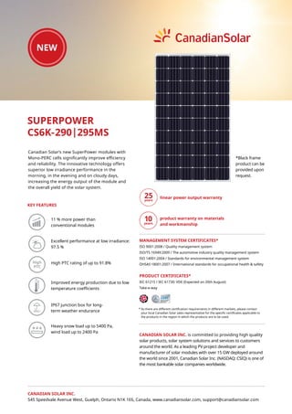 Canadian 290w panel | PDF