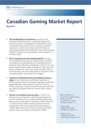 Canadian gaming market report