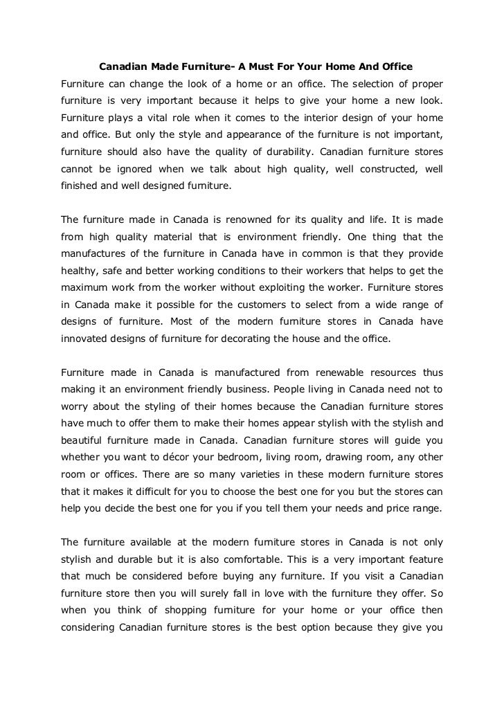 Canadian made furniture a must for your home and office