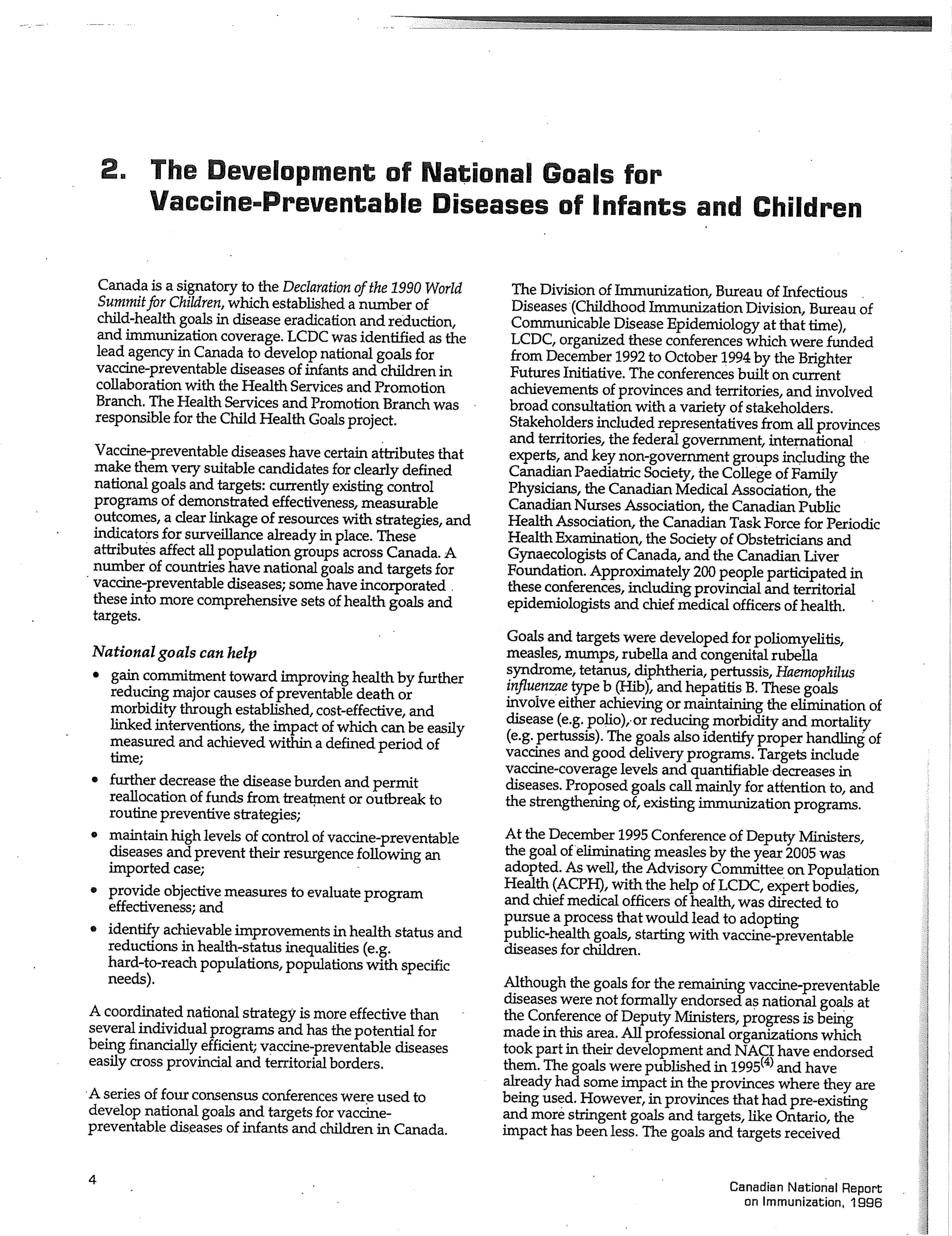 Canadian report and law on immunization