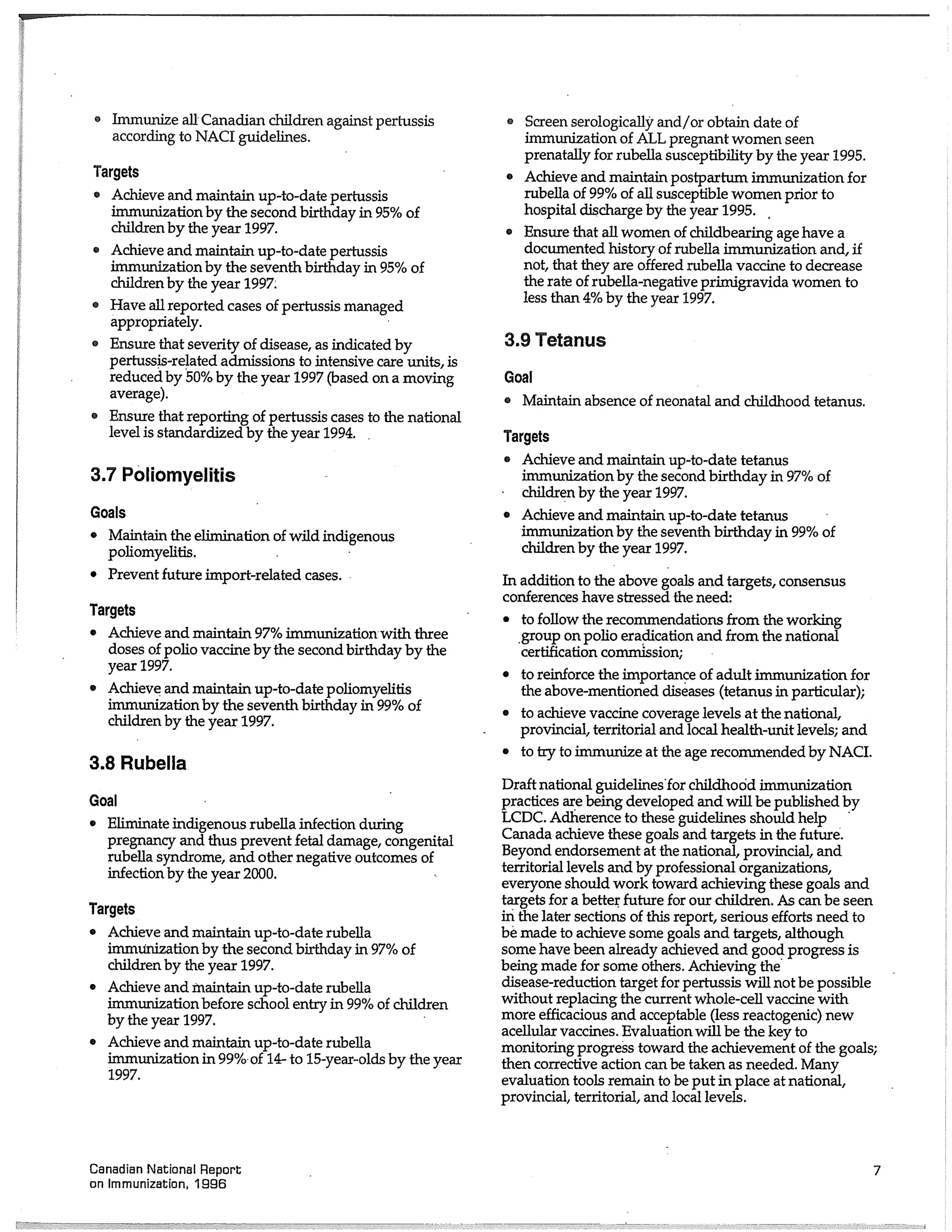 Canadian report and law on immunization