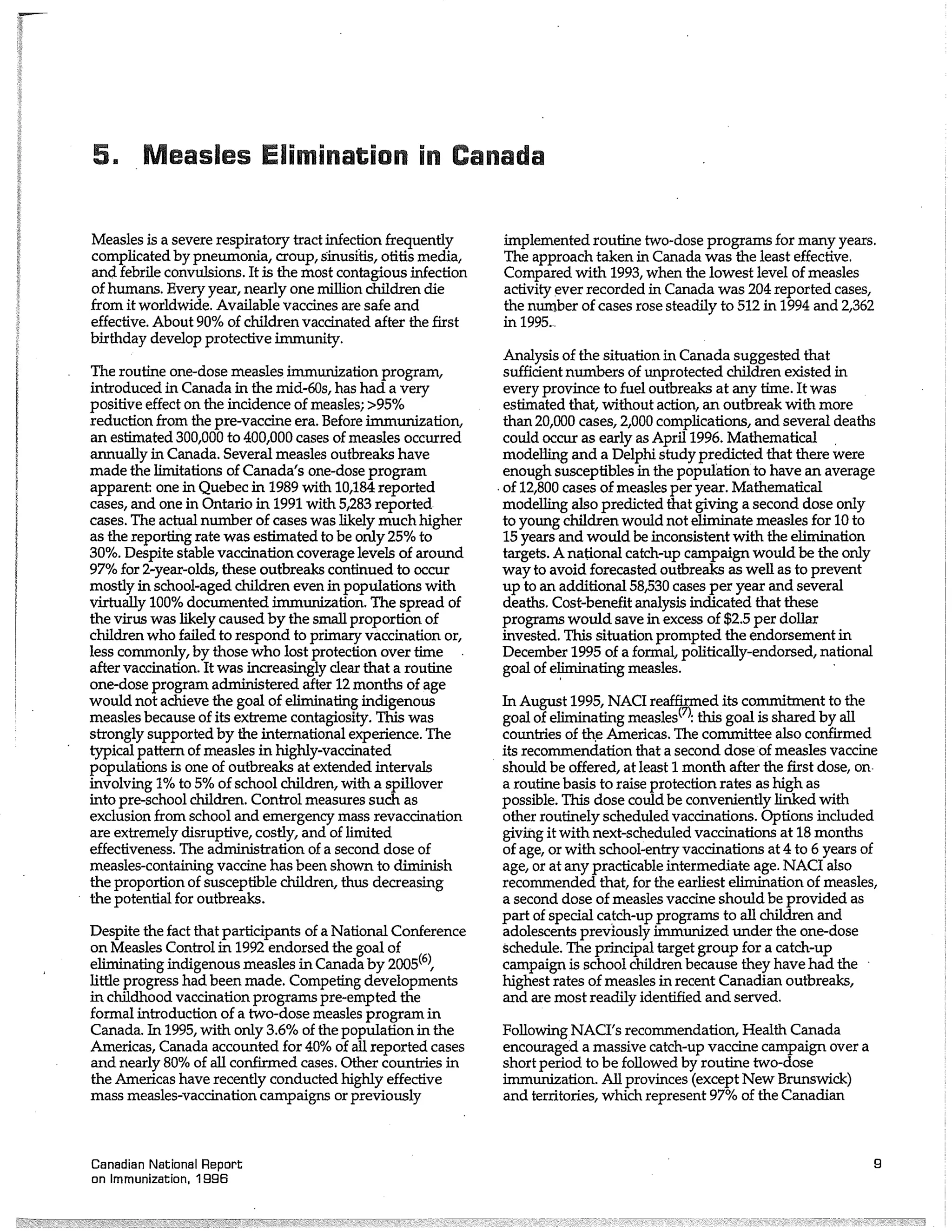 Canadian report and law on immunization