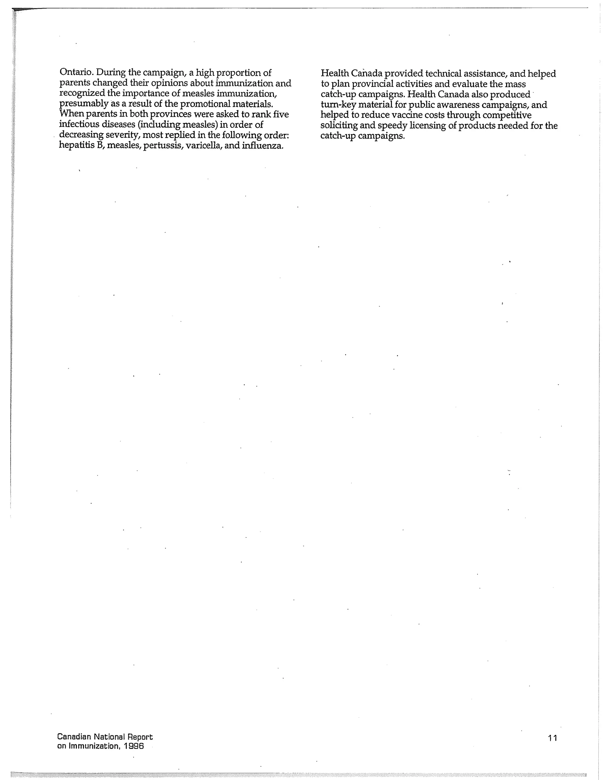 Canadian report and law on immunization