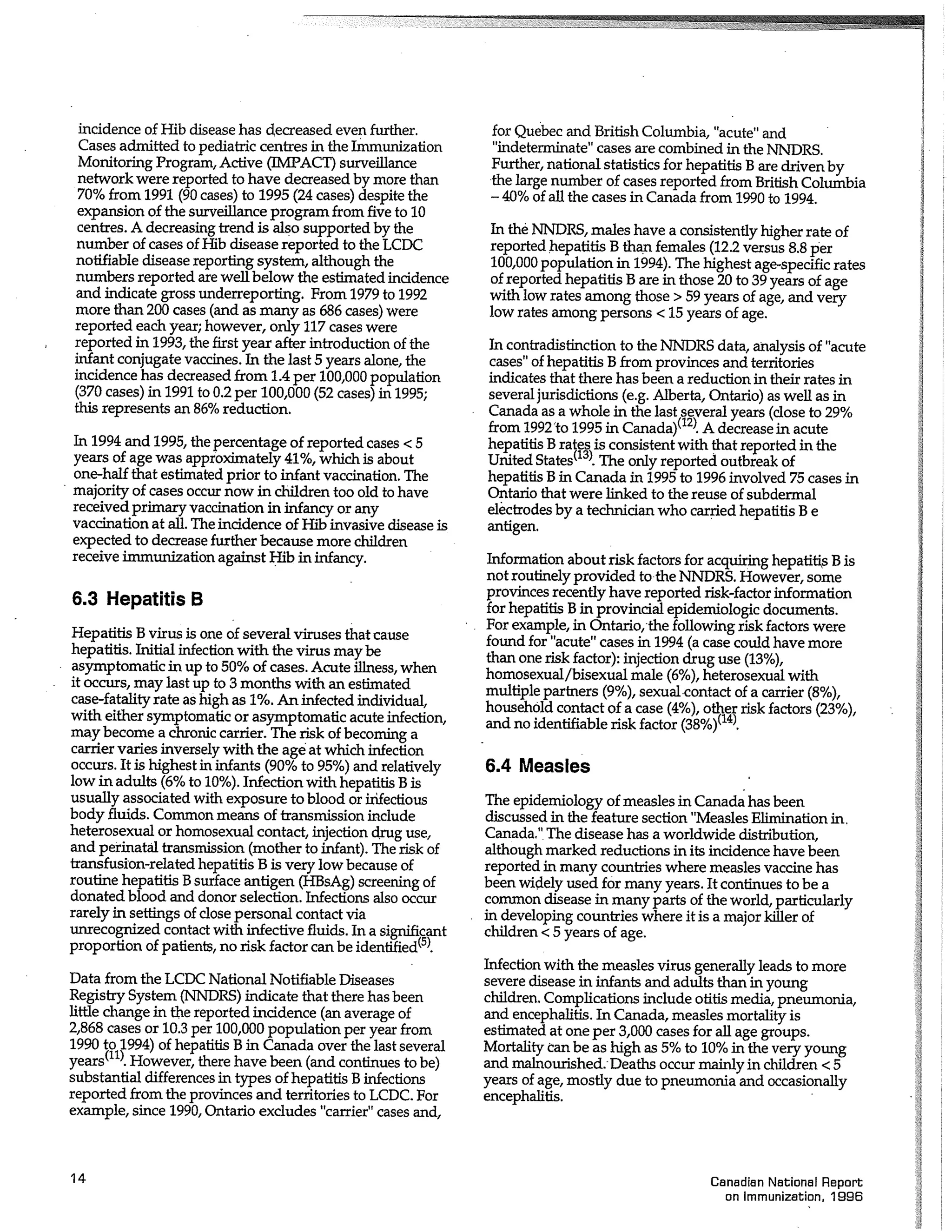 Canadian report and law on immunization