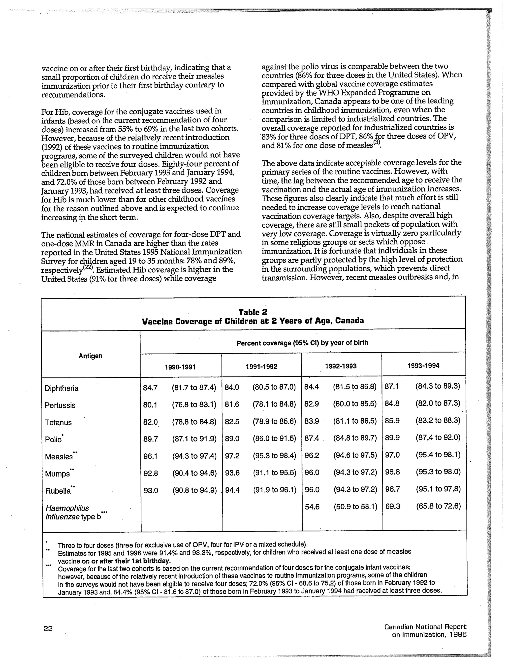 Canadian report and law on immunization