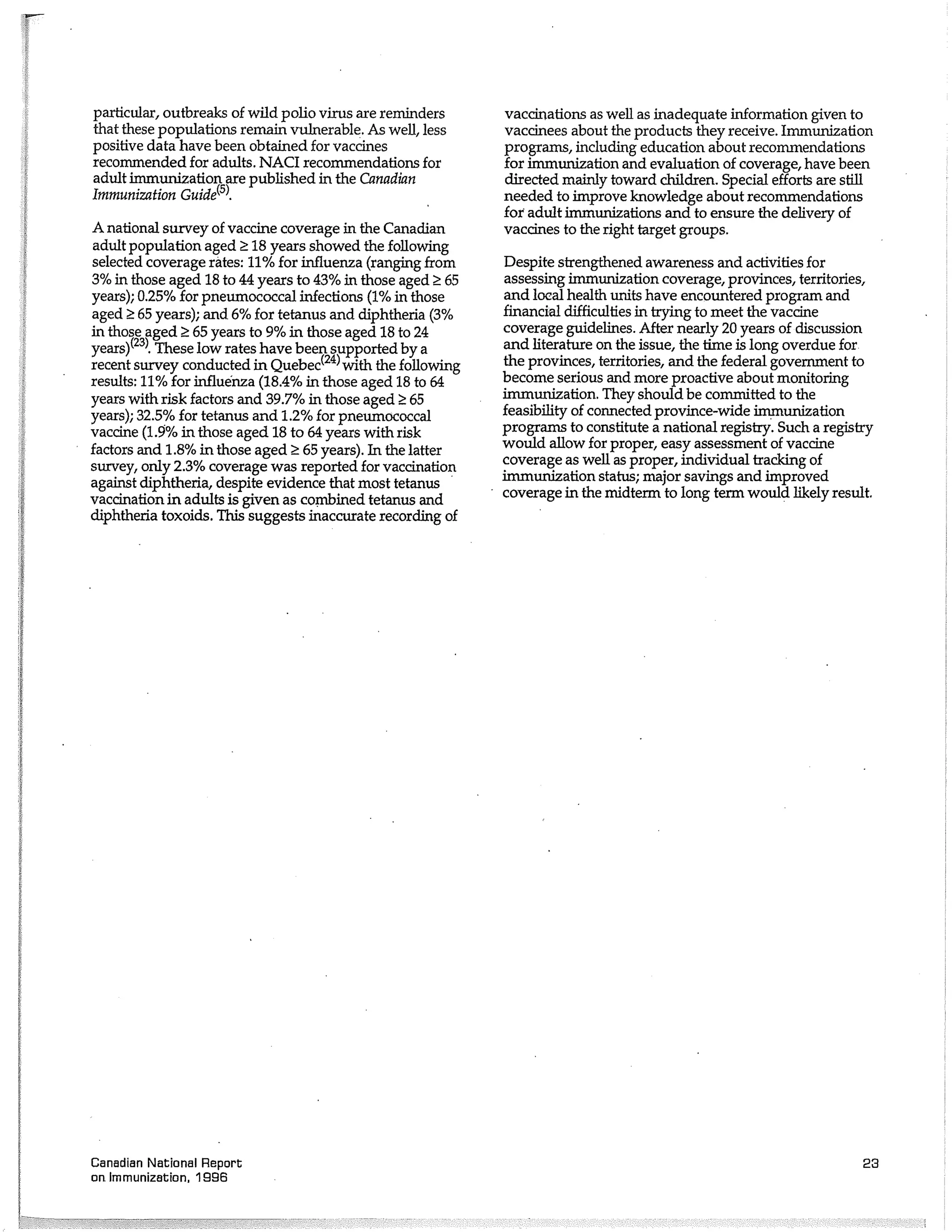 Canadian report and law on immunization