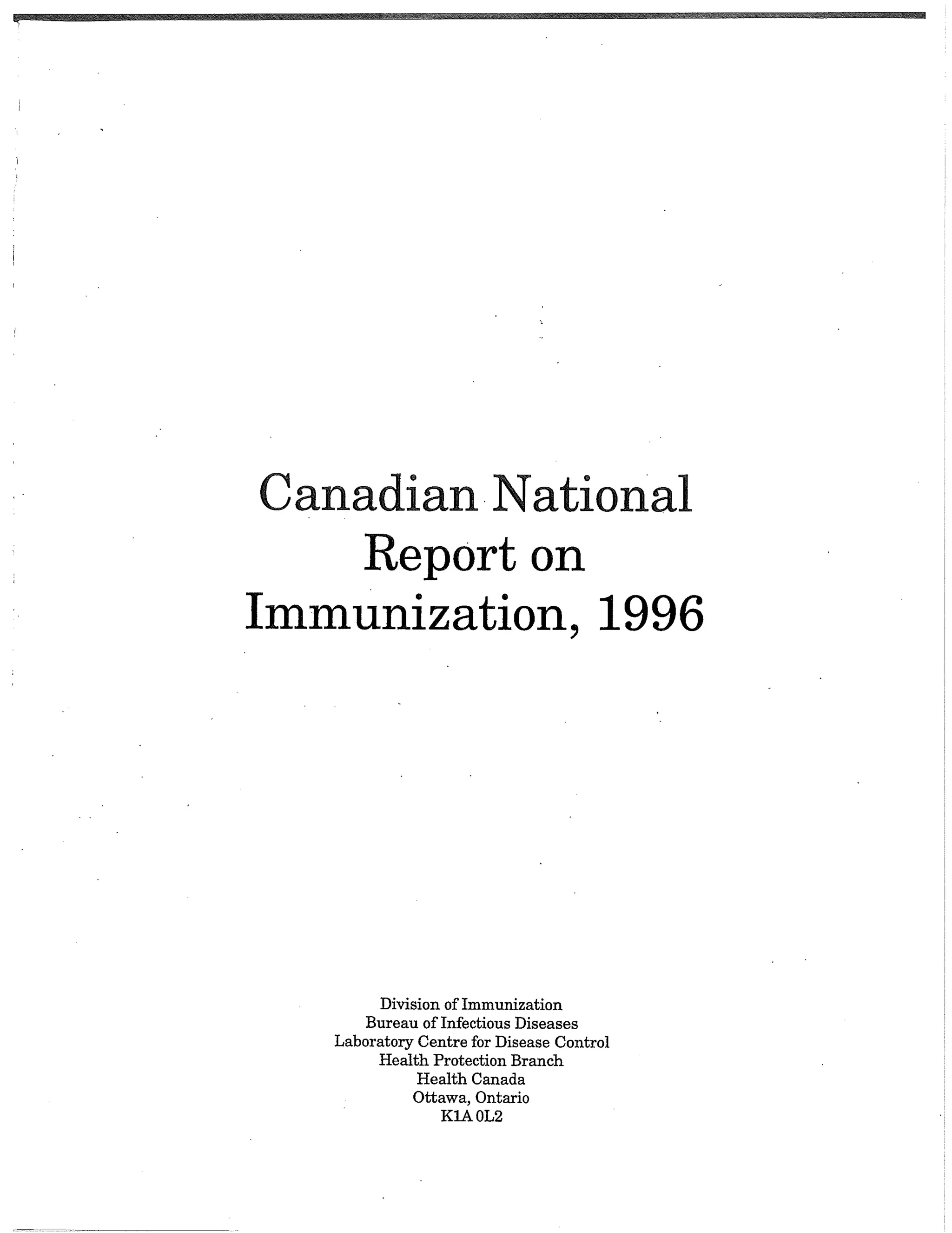 Canadian report and law on immunization