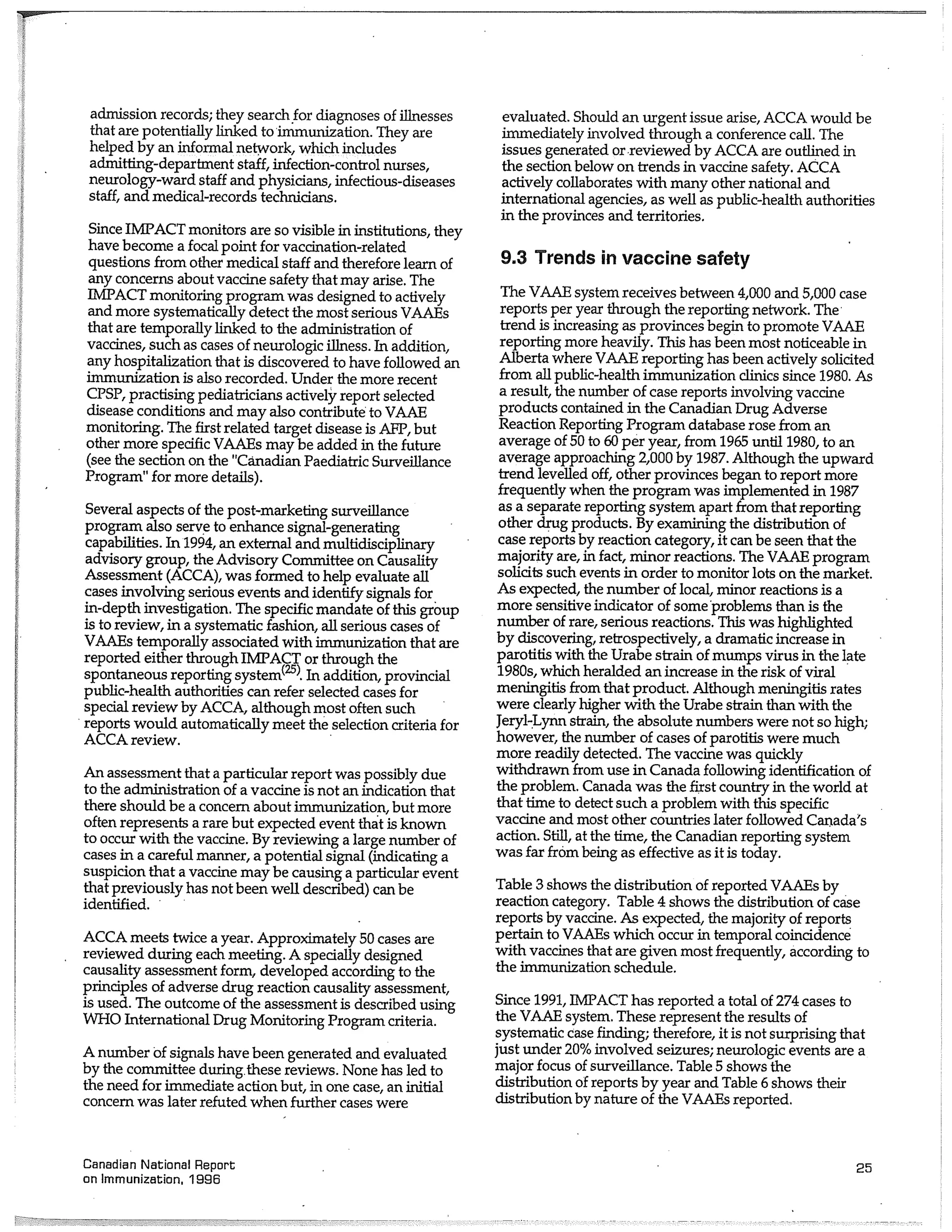 Canadian report and law on immunization