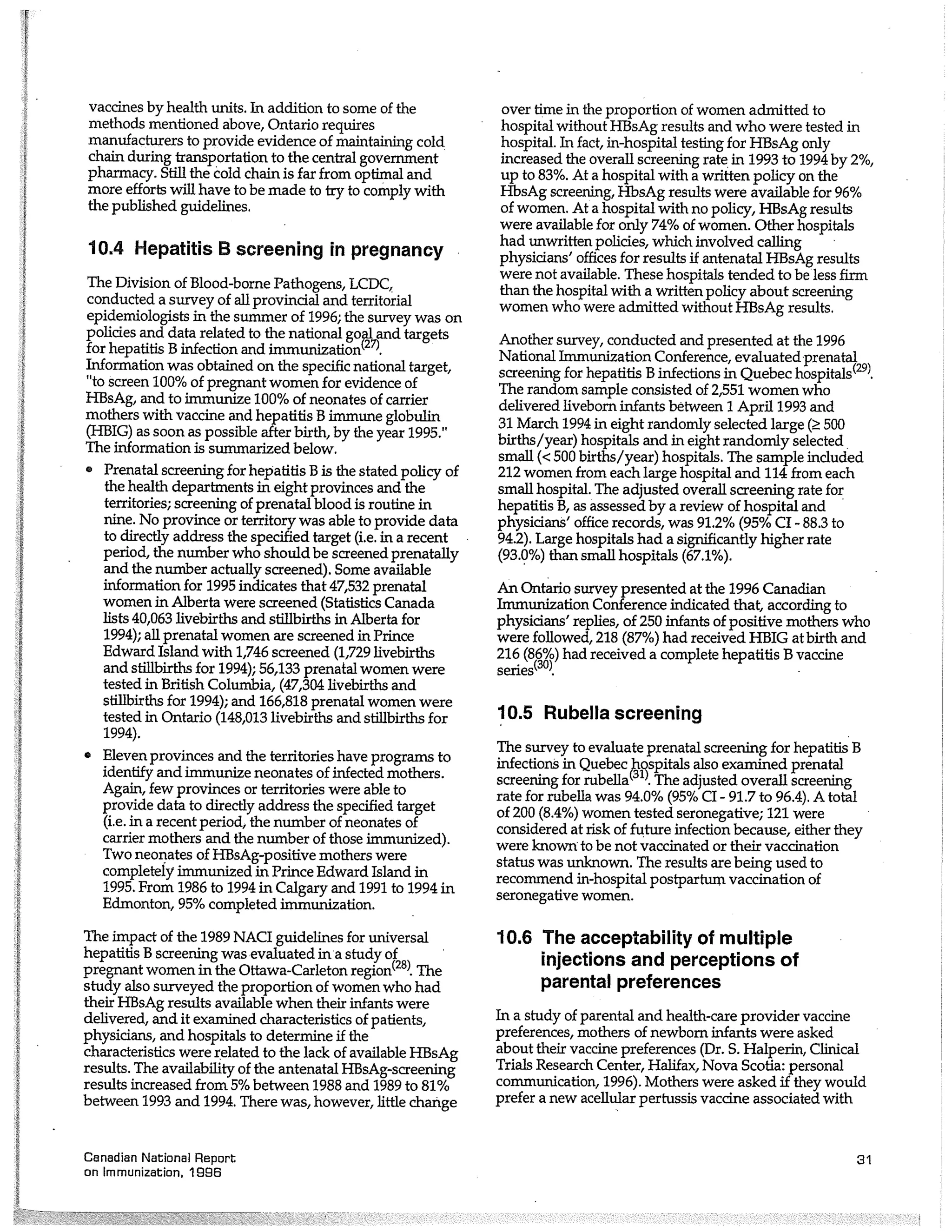 Canadian report and law on immunization