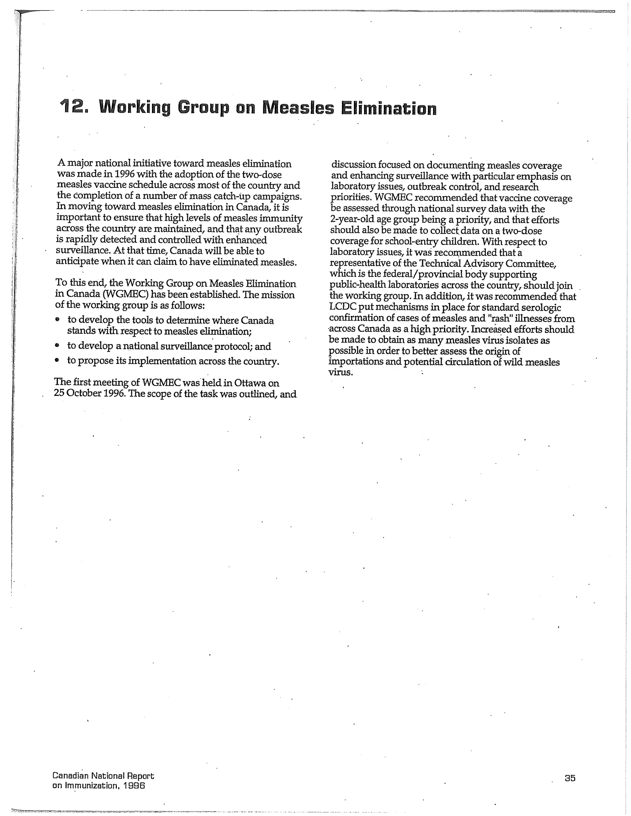 Canadian report and law on immunization