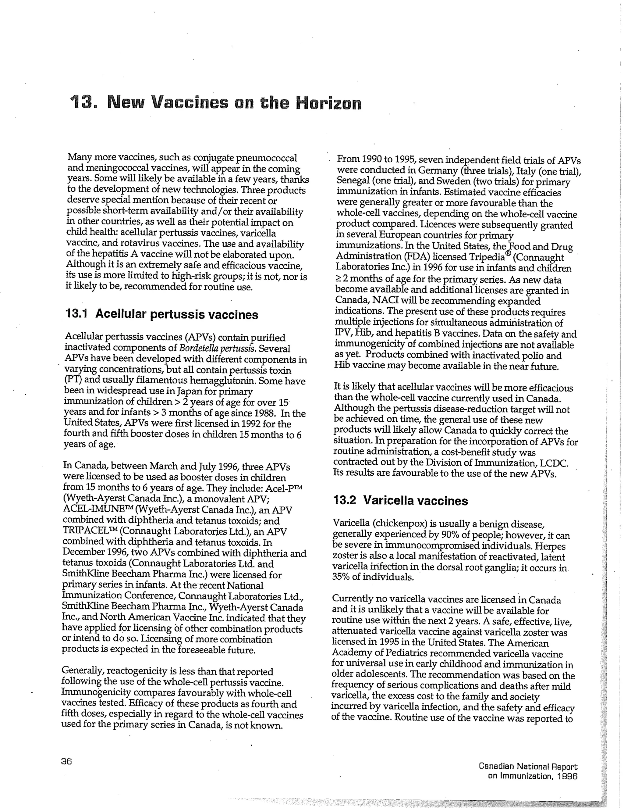 Canadian report and law on immunization