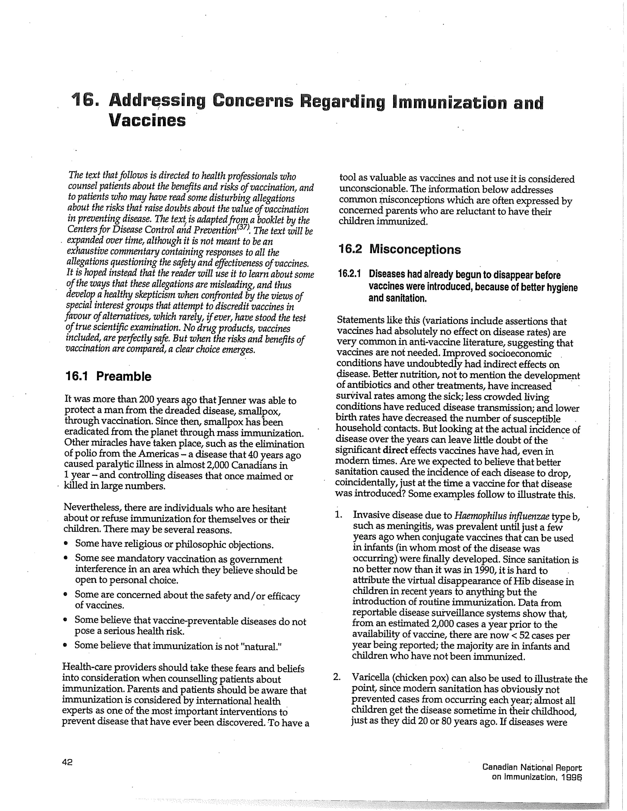 Canadian report and law on immunization