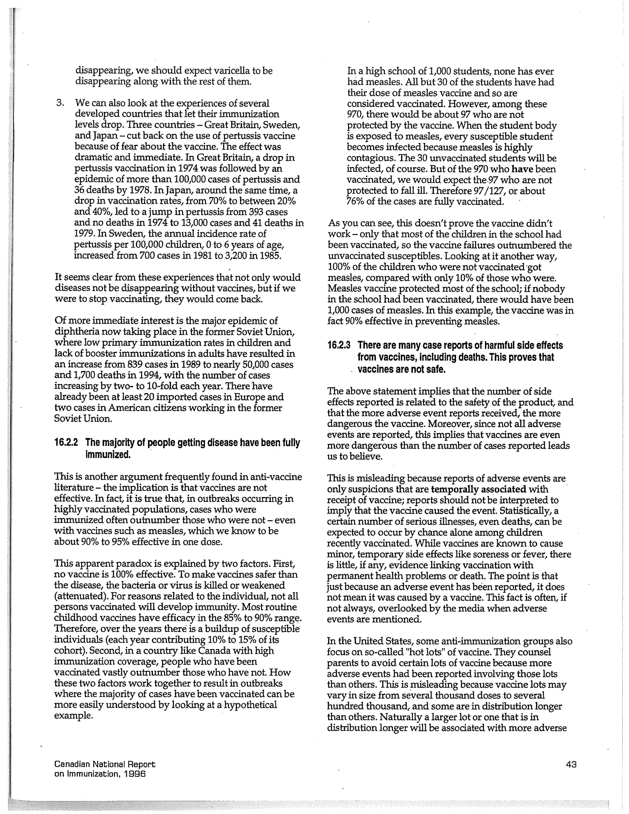 Canadian report and law on immunization