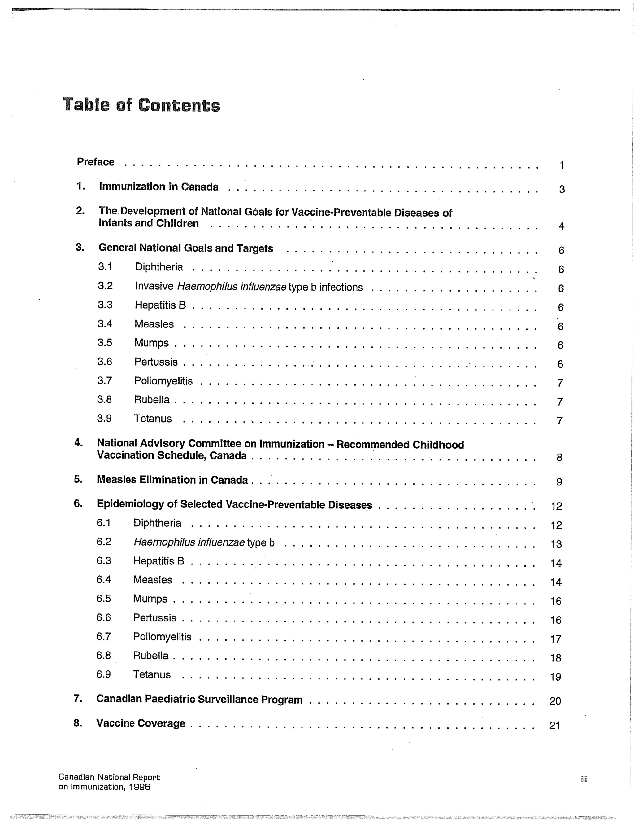 Canadian report and law on immunization