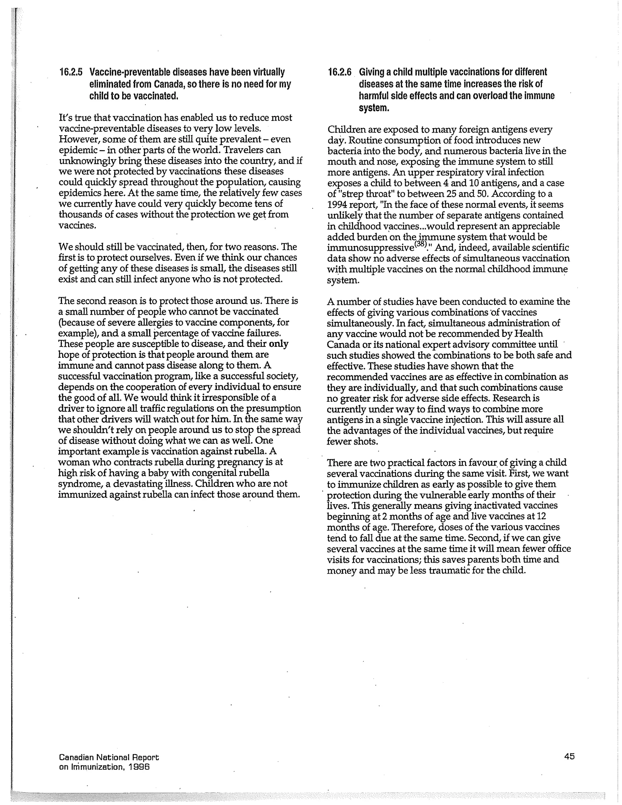 Canadian report and law on immunization