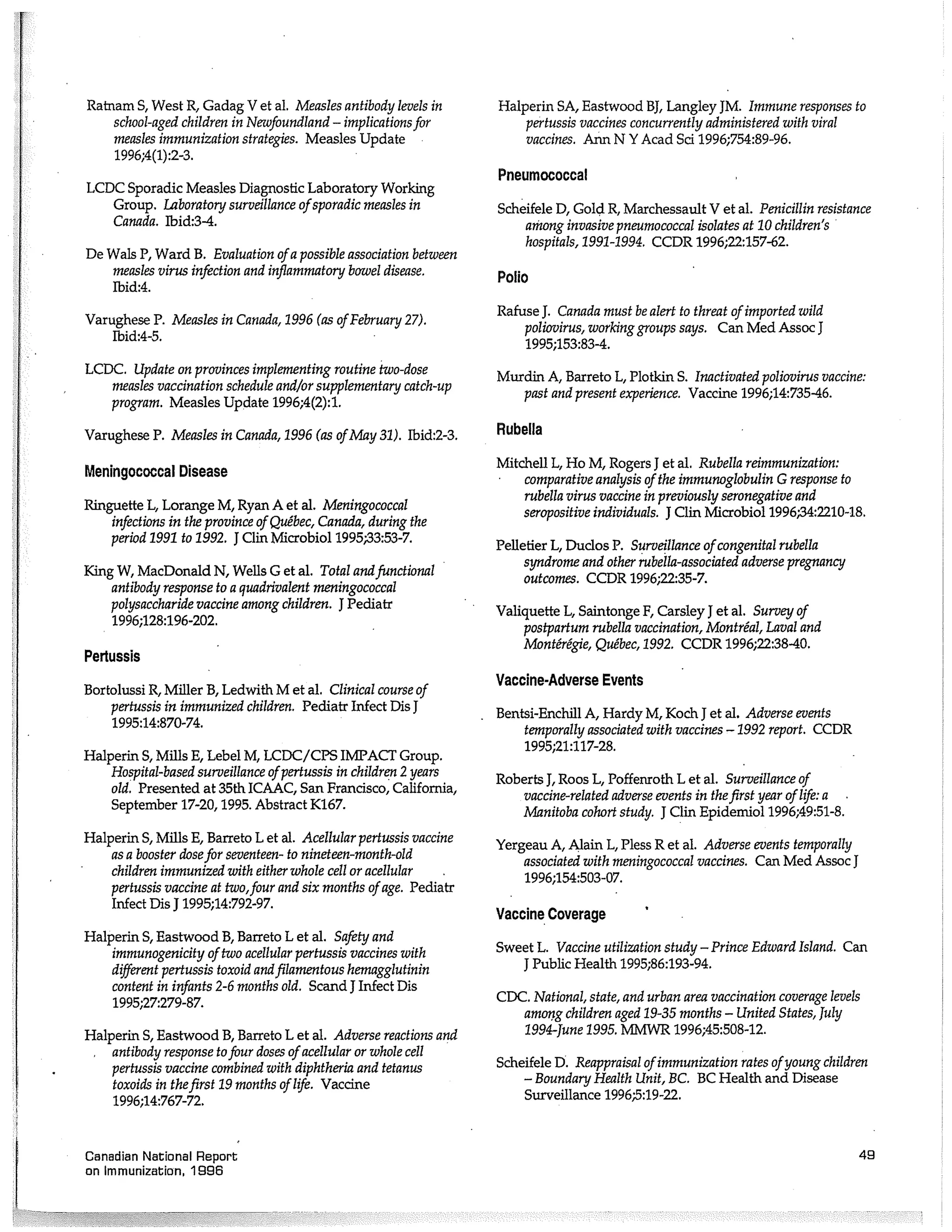 Canadian report and law on immunization