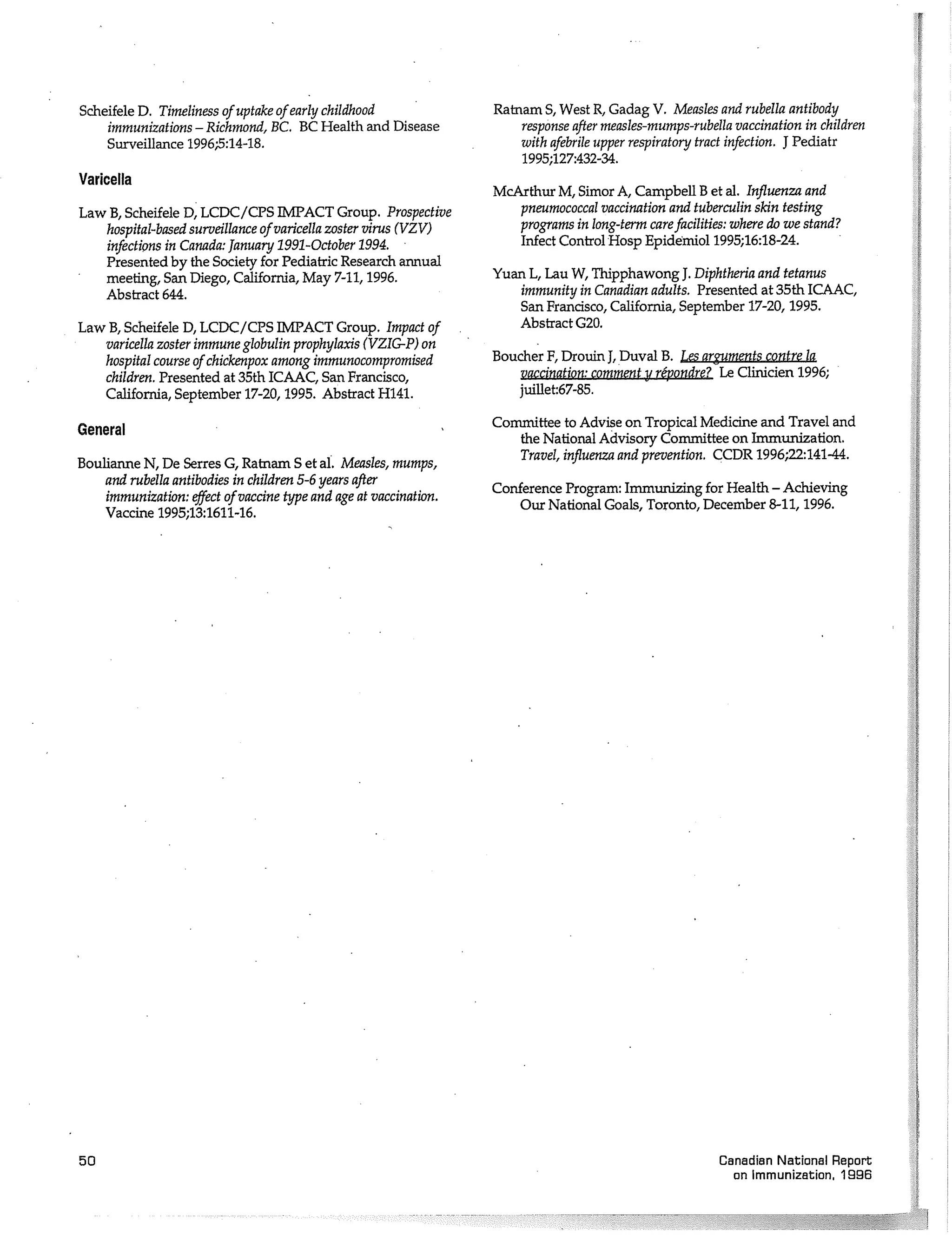 Canadian report and law on immunization