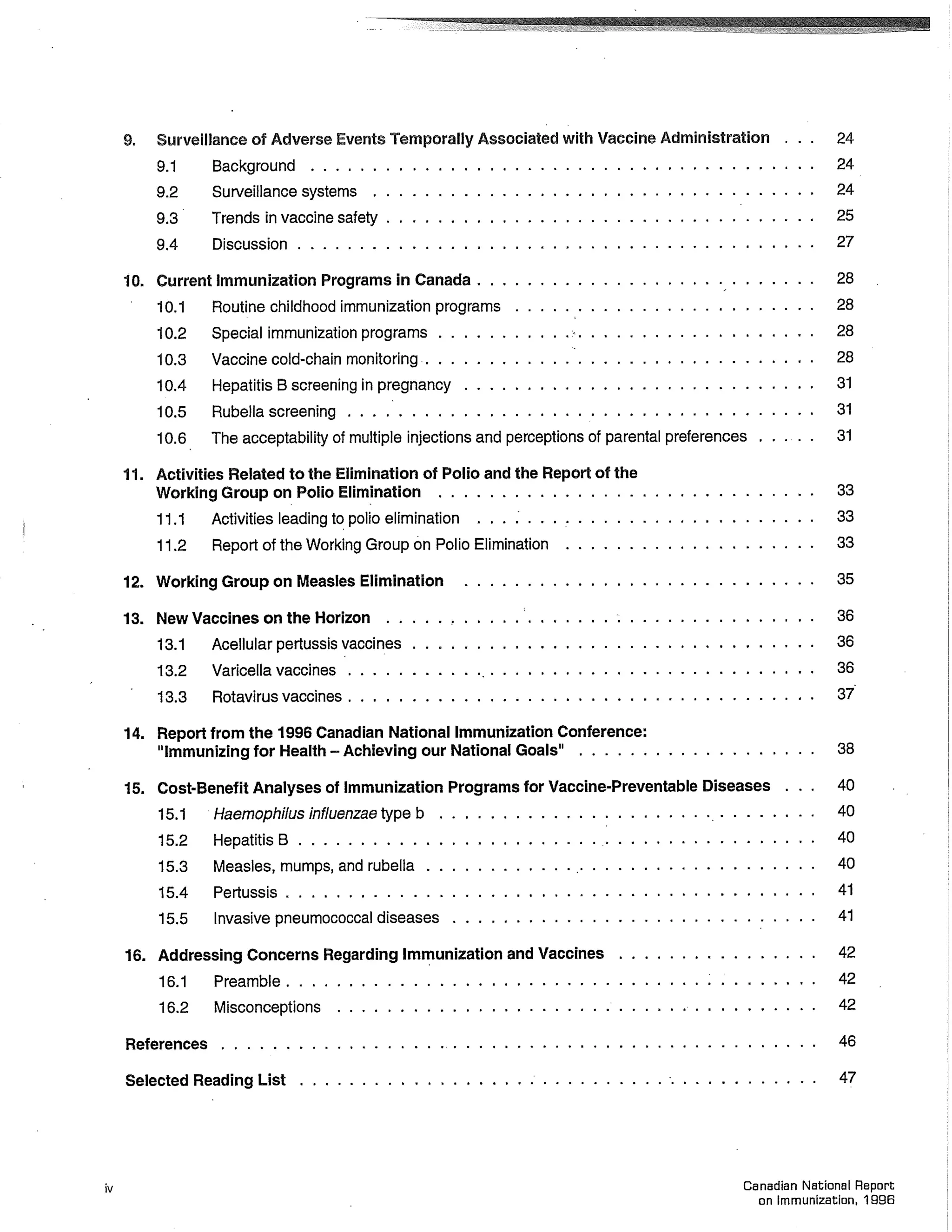 Canadian report and law on immunization