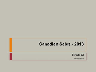 Canadian Sales - 2013
Strada iQ
January 2014

 