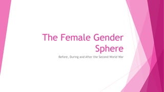 The Female Gender
Sphere
Before, During and After the Second World War
 