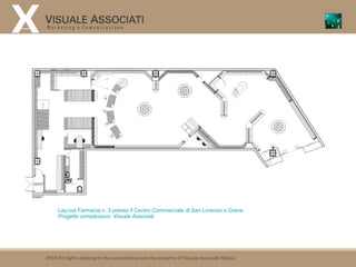 Lay-out Farmacia n. 3 presso il Centro Commerciale di San Lorenzo a Greve
     Progetto complessivo: Visuale Associati




2010 All rights relating to this presentation are the property of Visuale Associati Milano
 