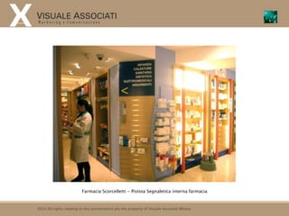 Farmacia Scorcelletti - Pistoia Segnaletica interna farmacia


2010 All rights relating to this presentation are the property of Visuale Associati Milano
 